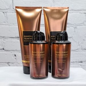 BATH & BODY WORKS 'MAGHONY  TEAKWOOD' 4-PIECE GIFT SET MOISTURIZER & BODY SPRAY